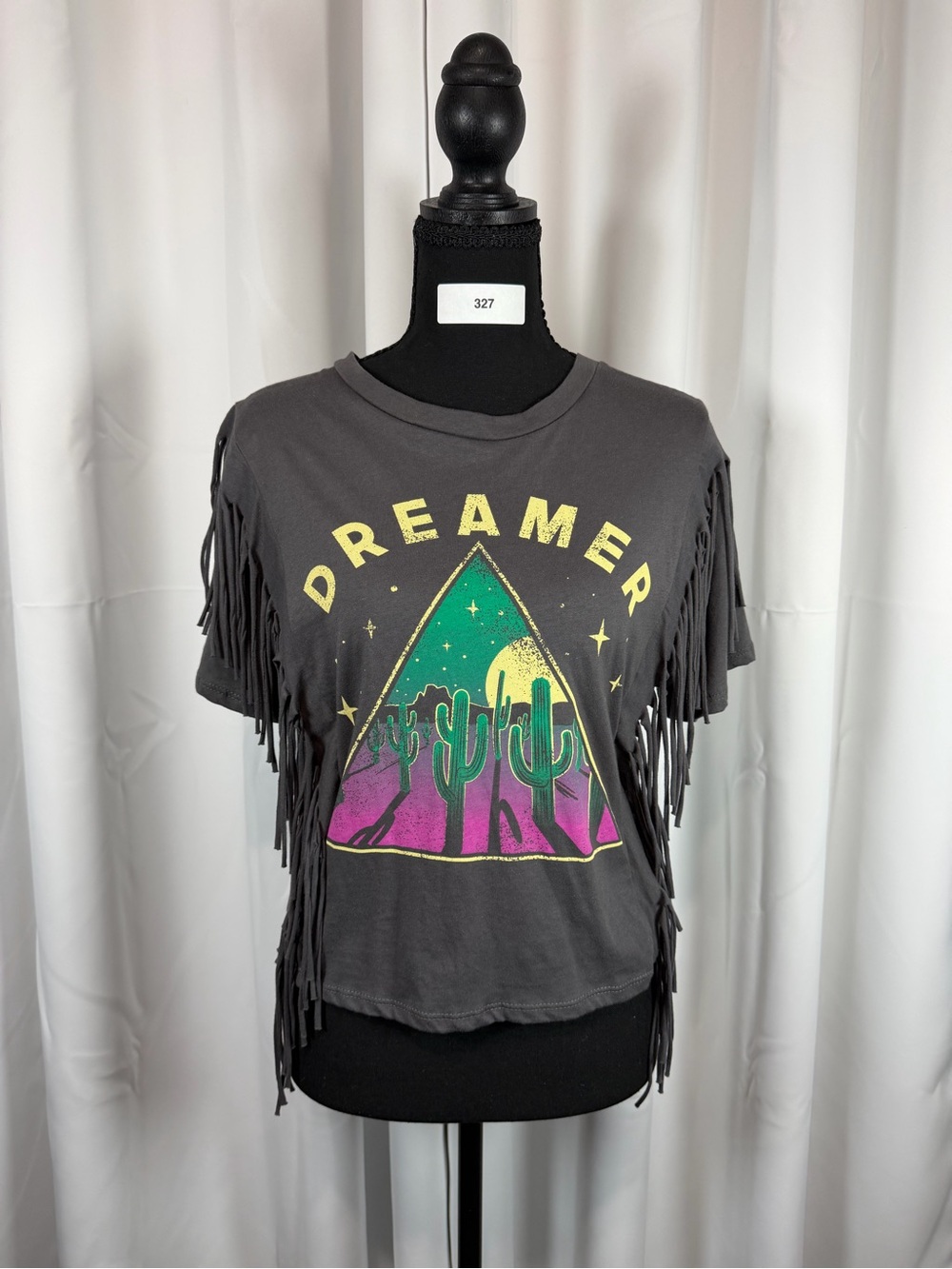 Moonchild Dreamer Cactus Fringe Graphic Tee Size S Western Boho Festival